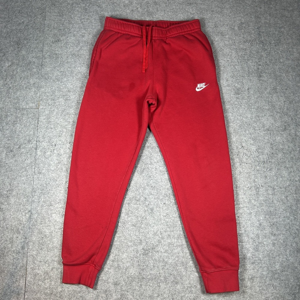 Nike Club Fleece Sweatpants Mens Small(26x28) Red Joggers Tapered Cuffed